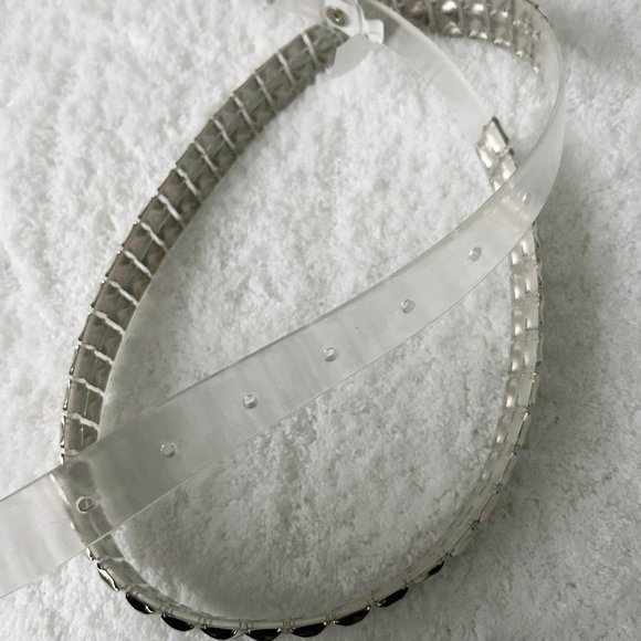 ✨NEW✨  Clear plastic silver studded belt metal punk rock studded belt clear belt - Picture 4 of 5